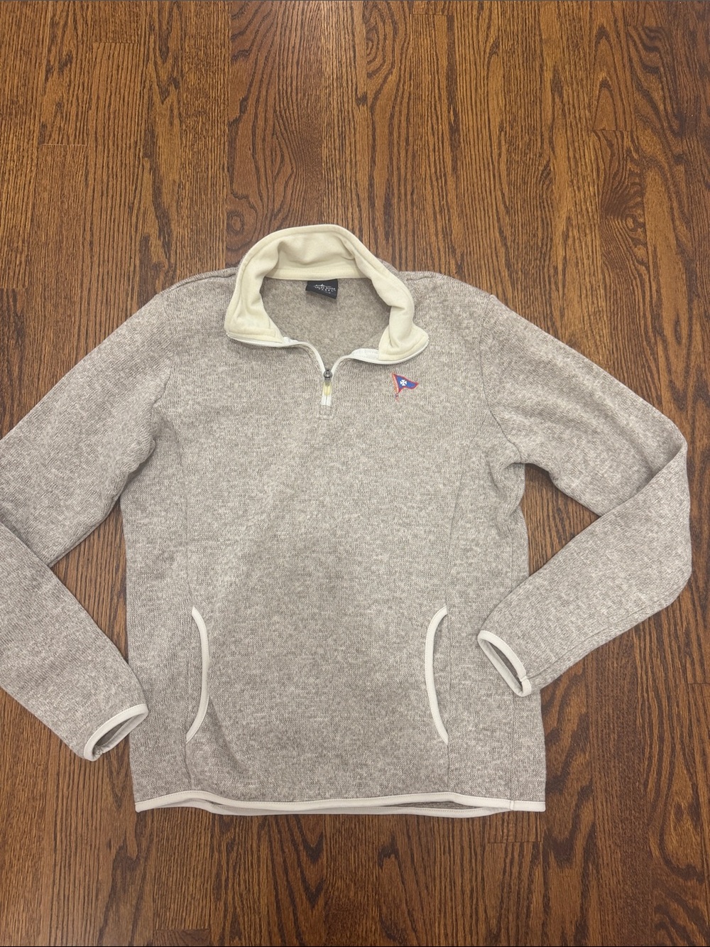 Charles River Apparel Gray Fleece Quarter-Zip with Cream Trim